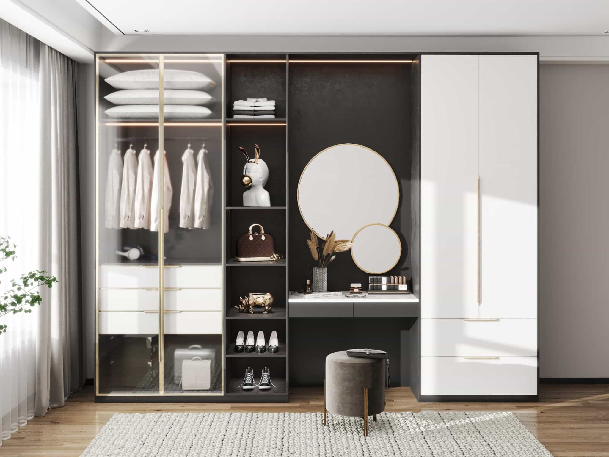 projekt 3d eleganckiej szafy