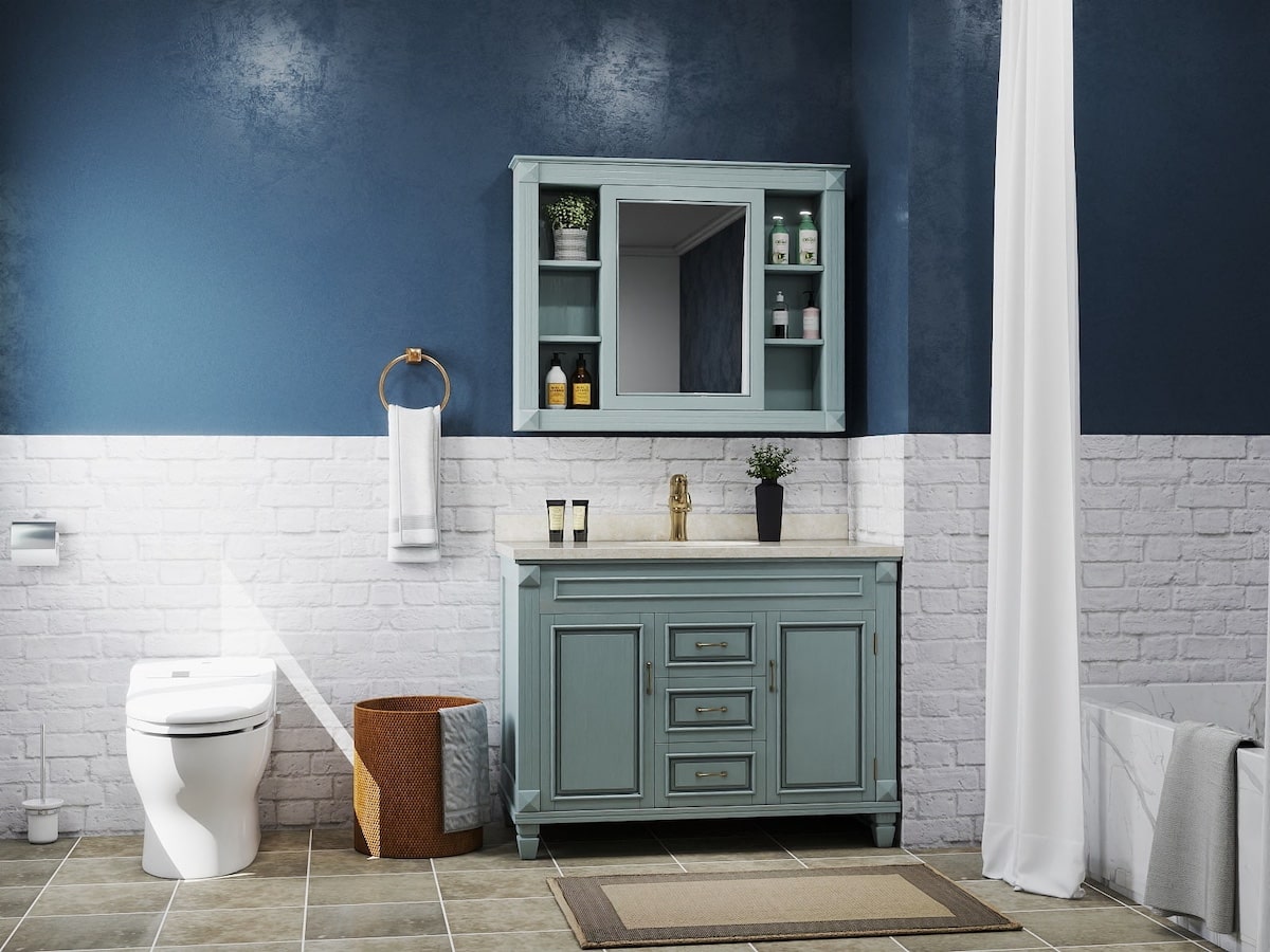 projekt łazienki niebieski